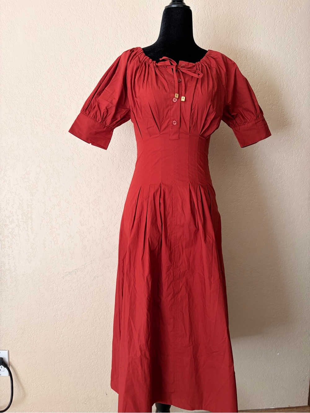 NWT J.Crew Cinched Waist Midi Dress with Puff Sleeves